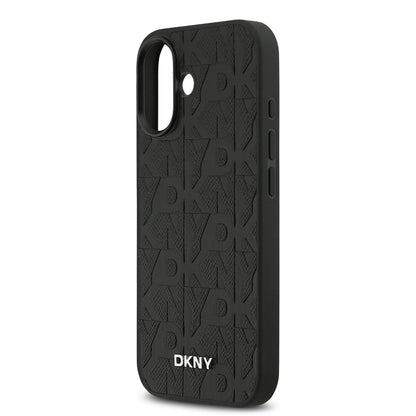 iPhone 17 Kılıf DKNY Orjinal Lisanslı M-safe Şarj Özellikli 3D Yazılı Grid Pattern Kılıf