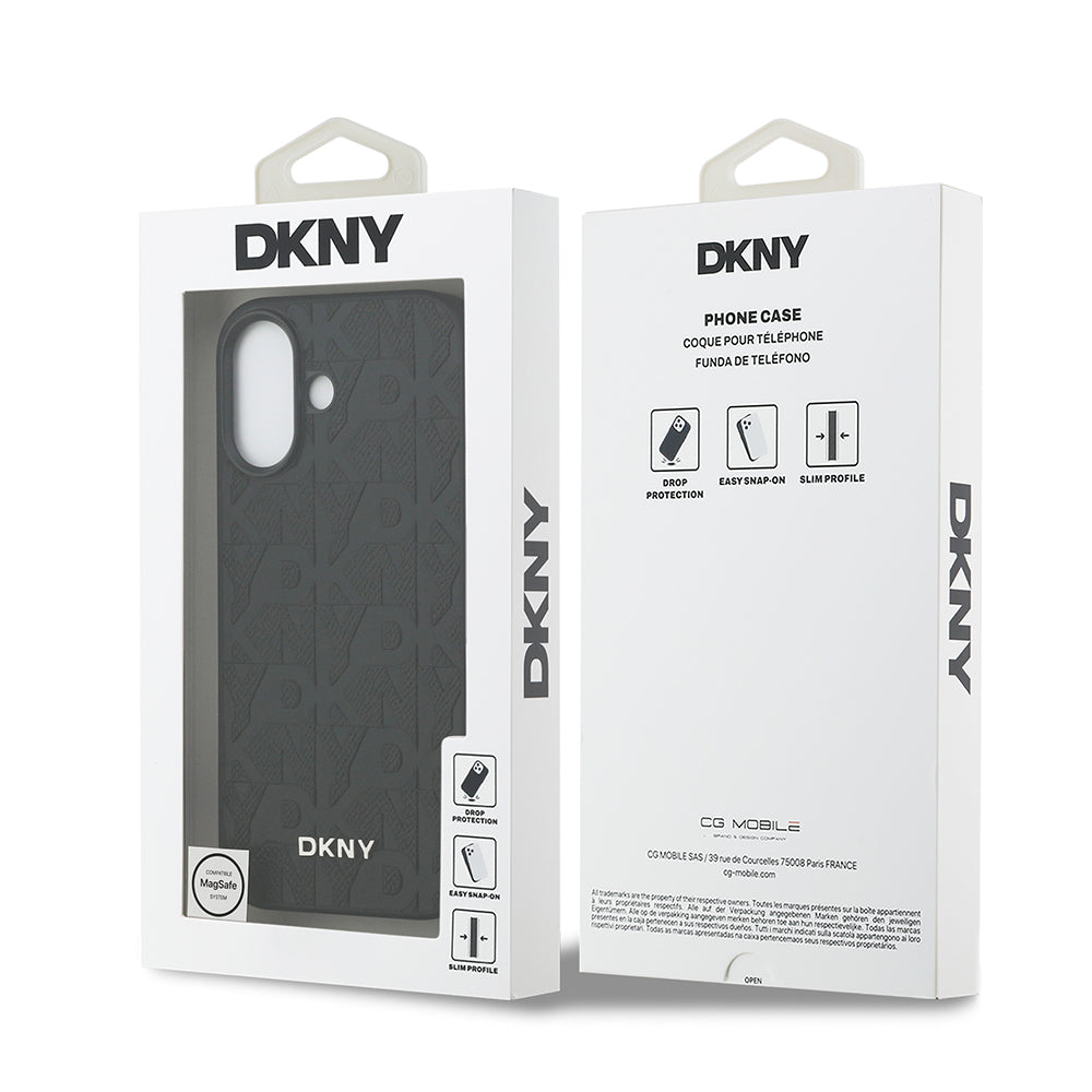 iPhone 17 Kılıf DKNY Orjinal Lisanslı M-safe Şarj Özellikli 3D Yazılı Grid Pattern Kılıf