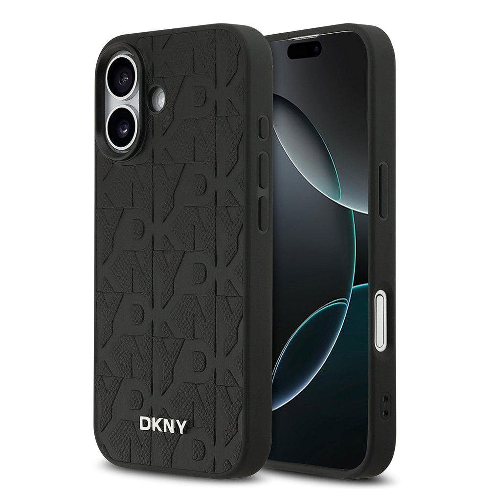 iPhone 17 Kılıf DKNY Orjinal Lisanslı M-safe Şarj Özellikli 3D Yazılı Grid Pattern Kılıf