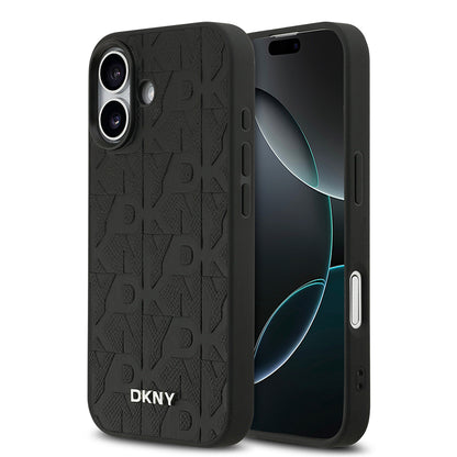 iPhone 17 Kılıf DKNY Orjinal Lisanslı M-safe Şarj Özellikli 3D Yazılı Grid Pattern Kılıf