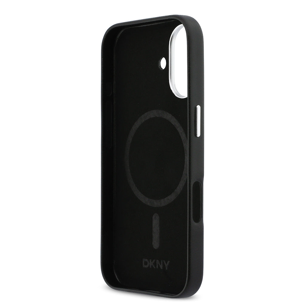 iPhone 17 Kılıf DKNY Orjinal Lisanslı M-safe Şarj Özellikli PU Büyük Dikey Logolu Kılıf