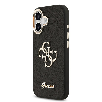 iPhone 17 Kılıf Guess Orijinal Lisanslı 4G Büyük Metal Kamera Çerçeveli ve Logolu Glitter Kılıf