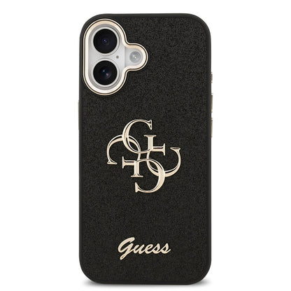 iPhone 17 Kılıf Guess Orijinal Lisanslı 4G Büyük Metal Kamera Çerçeveli ve Logolu Glitter Kılıf