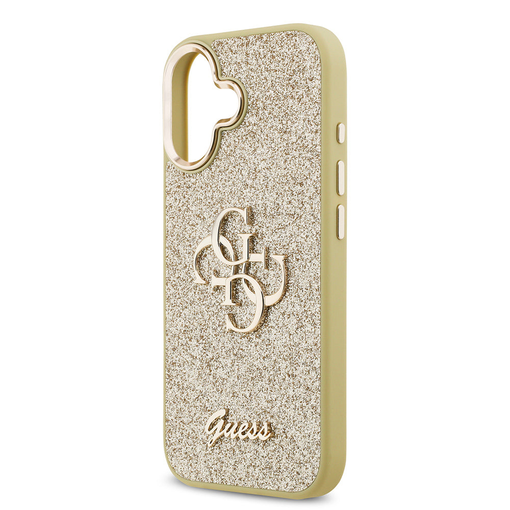 iPhone 17 Kılıf Guess Orijinal Lisanslı 4G Büyük Metal Kamera Çerçeveli ve Logolu Glitter Kılıf