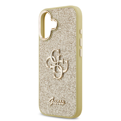 iPhone 17 Kılıf Guess Orijinal Lisanslı 4G Büyük Metal Kamera Çerçeveli ve Logolu Glitter Kılıf