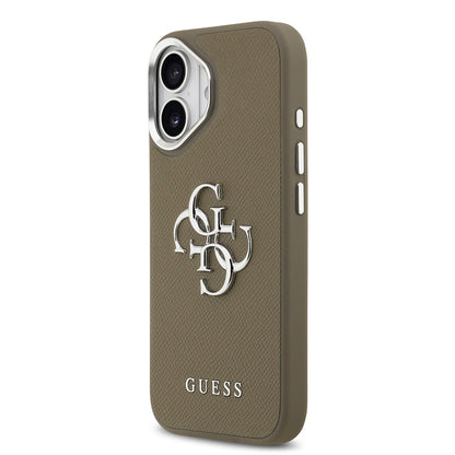 iPhone 17 Kılıf Guess Orijinal Lisanslı Grained 4G Metal Büyük Logolu Kılıf