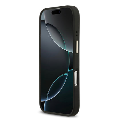 iPhone 17 Kılıf Guess Orijinal Lisanslı M-safe Şarj Özellikli 4G Desenli PU Metal Plaka Klasik Logolu Kılıf