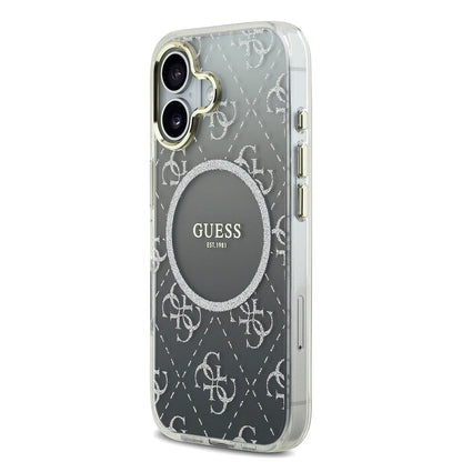 iPhone 17 Kılıf Guess Orijinal Lisanslı M-safe Şarj Özellikli 4G Desenli Simli Silikon Kılıf