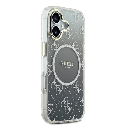 iPhone 17 Kılıf Guess Orijinal Lisanslı M-safe Şarj Özellikli 4G Desenli Simli Silikon Kılıf