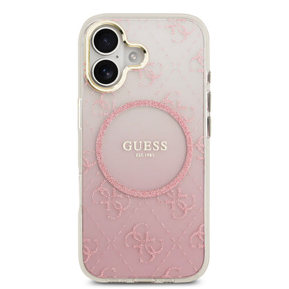 iPhone 17 Kılıf Guess Orijinal Lisanslı M-safe Şarj Özellikli 4G Desenli Simli Silikon Kılıf