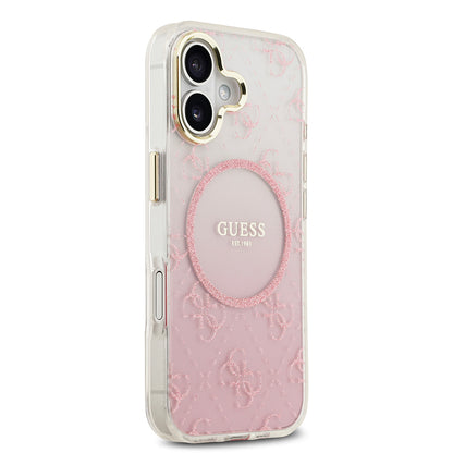 iPhone 17 Kılıf Guess Orijinal Lisanslı M-safe Şarj Özellikli 4G Desenli Simli Silikon Kılıf