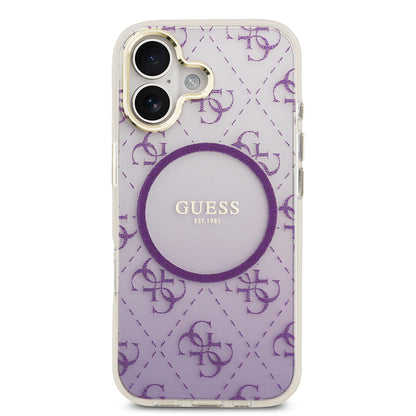 iPhone 17 Kılıf Guess Orijinal Lisanslı M-safe Şarj Özellikli 4G Desenli Simli Silikon Kılıf