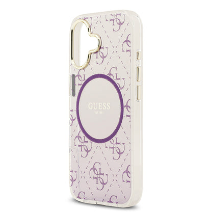 iPhone 17 Kılıf Guess Orijinal Lisanslı M-safe Şarj Özellikli 4G Desenli Simli Silikon Kılıf