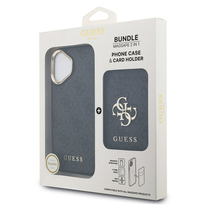 iPhone 17 Kılıf Guess Orijinal Lisanslı M-safe Şarj Özellikli 4G Metal Büyük Logolu Kartlıklı Kılıf