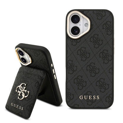 iPhone 17 Kılıf Guess Orijinal Lisanslı M-safe Şarj Özellikli 4G Metal Büyük Logolu Kartlıklı Kılıf