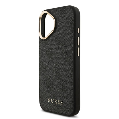 iPhone 17 Kılıf Guess Orijinal Lisanslı M-safe Şarj Özellikli 4G Metal Büyük Logolu Kartlıklı Kılıf