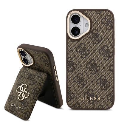 iPhone 17 Kılıf Guess Orijinal Lisanslı M-safe Şarj Özellikli 4G Metal Büyük Logolu Kartlıklı Kılıf