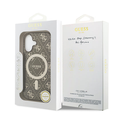 iPhone 17 Kılıf Guess Orijinal Lisanslı M-safe Şarj Özellikli IML Baskılı Klasik Logolu 4G Desenli Kılıf