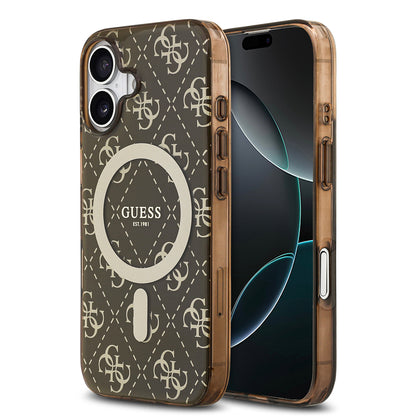 iPhone 17 Kılıf Guess Orijinal Lisanslı M-safe Şarj Özellikli IML Baskılı Klasik Logolu 4G Desenli Kılıf