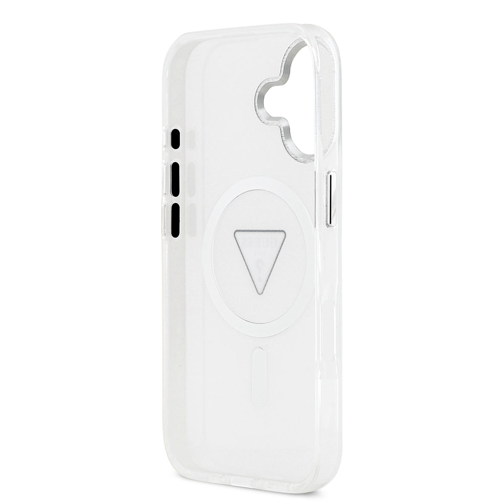 iPhone 17 Kılıf Guess Orijinal Lisanslı M-safe Şarj Özellikli IML Baskılı Üçgen Logolu Metal Kamera Çerçeveli Kılıf