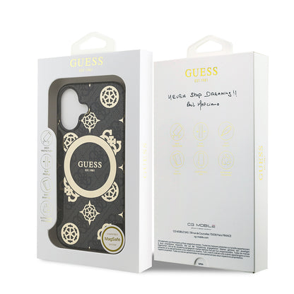 iPhone 17 Kılıf Guess Orijinal Lisanslı M-safe Şarj Özellikli IML Peony ve 4G Desenli Klasik Logolu Kılıf