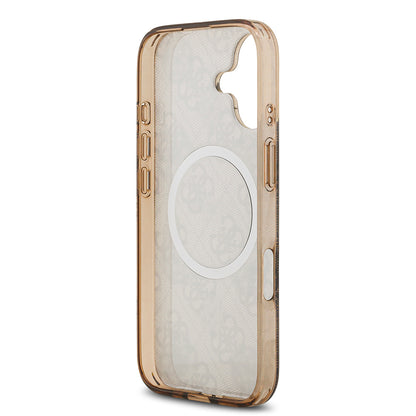 iPhone 17 Kılıf Guess Orijinal Lisanslı M-safe Şarj Özellikli IML Peony ve 4G Desenli Klasik Logolu Kılıf