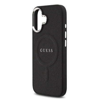 iPhone 17 Kılıf Guess Orijinal Lisanslı M-safe Şarj Özellikli Klasik Yazı Logolu PU Deri Kılıf