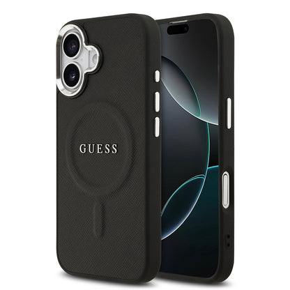 iPhone 17 Kılıf Guess Orijinal Lisanslı M-safe Şarj Özellikli Klasik Yazı Logolu PU Deri Kılıf