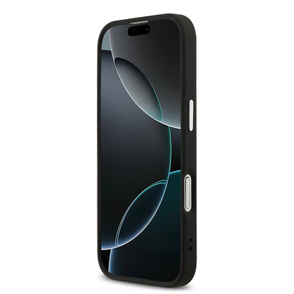 iPhone 17 Kılıf Guess Orijinal Lisanslı M-safe Şarj Özellikli Metal Kamera Çerçeveli Üçgen Logolu Glitter Kılıf