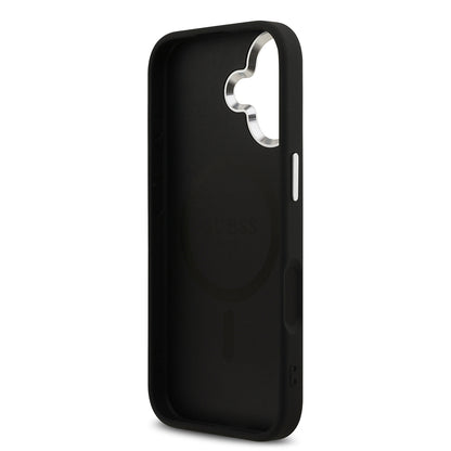 iPhone 17 Kılıf Guess Orijinal Lisanslı M-safe Şarj Özellikli Metal Kamera Çerçeveli Üçgen Logolu Glitter Kılıf