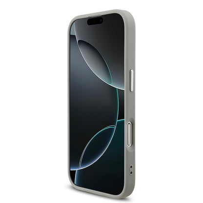 iPhone 17 Kılıf Guess Orijinal Lisanslı M-safe Şarj Özellikli Metal Kamera Çerçeveli Üçgen Logolu Glitter Kılıf