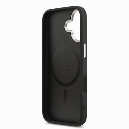 iPhone 17 Kılıf Guess Orijinal Lisanslı M-safe Şarj Özellikli PU Deri Metal Kamera Çerçeveli Üçgen Logolu Kılıf