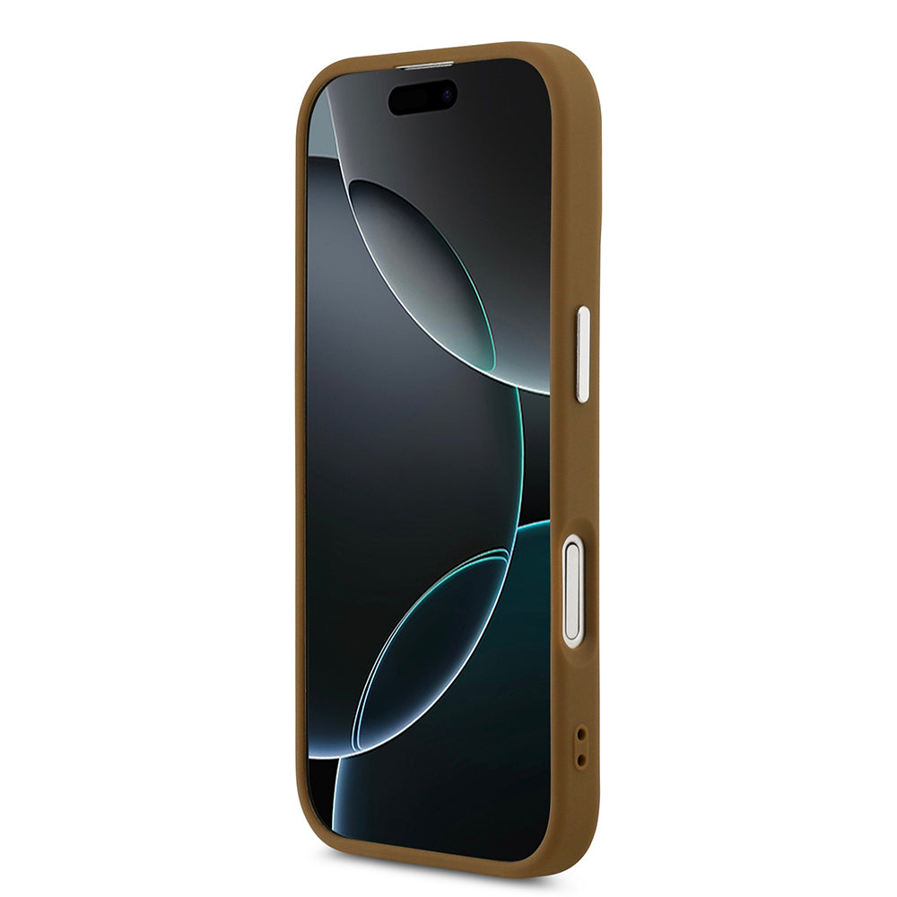 iPhone 17 Kılıf Guess Orijinal Lisanslı M-safe Şarj Özellikli PU Deri Metal Kamera Çerçeveli Üçgen Logolu Kılıf