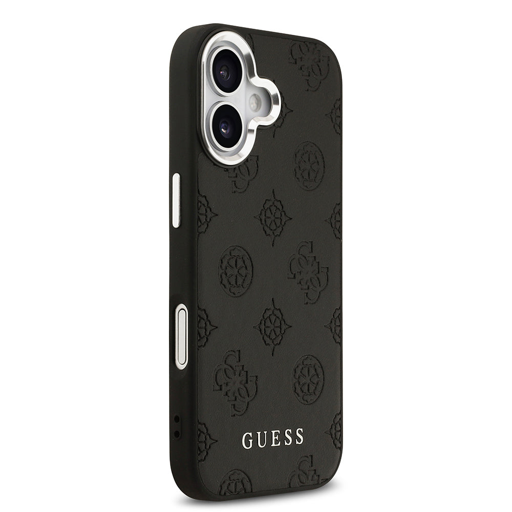 iPhone 17 Kılıf Guess Orijinal Lisanslı M-safe Şarj Özellikli Sıcak Baskılı Klasik Yazı Logolu PU Deri Peony Kılıf