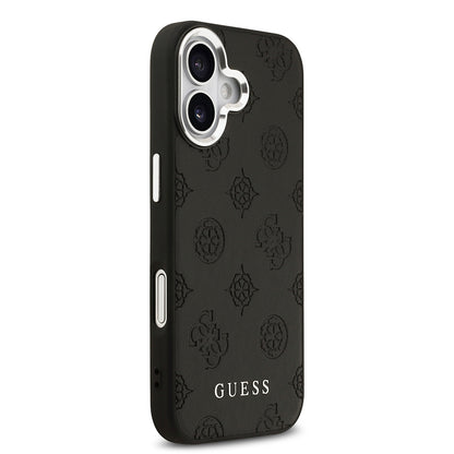 iPhone 17 Kılıf Guess Orijinal Lisanslı M-safe Şarj Özellikli Sıcak Baskılı Klasik Yazı Logolu PU Deri Peony Kılıf