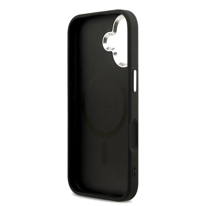 iPhone 17 Kılıf Guess Orijinal Lisanslı M-safe Şarj Özellikli Sıcak Baskılı Klasik Yazı Logolu PU Deri Peony Kılıf