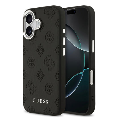 iPhone 17 Kılıf Guess Orijinal Lisanslı M-safe Şarj Özellikli Sıcak Baskılı Klasik Yazı Logolu PU Deri Peony Kılıf