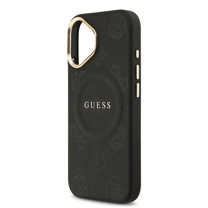 iPhone 17 Kılıf Guess Orijinal Lisanslı M-safe Şarj Özellikli Sıcak Baskılı Yazı Logolu PU Deri Peony Kılıf