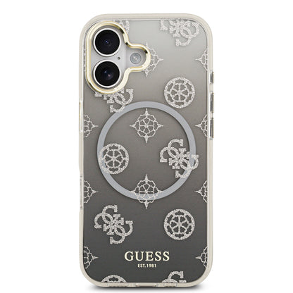iPhone 17 Kılıf Guess Orijinal Lisanslı M-safe Şarj Özellikli Simli Peony Desenli Silikon Kılıf