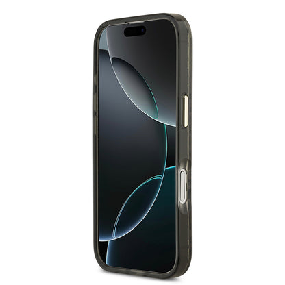 iPhone 17 Kılıf Guess Orijinal Lisanslı M-safe Şarj Özellikli Üçgen Logolu Simli Leopar Desenli Kılıf