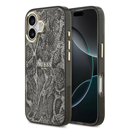 iPhone 17 Kılıf Guess Orijinal Lisanslı M-safe Şarj Özellikli Yazı Logolu Python Desenli Kılıf