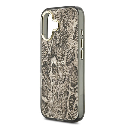 iPhone 17 Kılıf Guess Orijinal Lisanslı M-safe Şarj Özellikli Yazı Logolu Python Desenli Kılıf