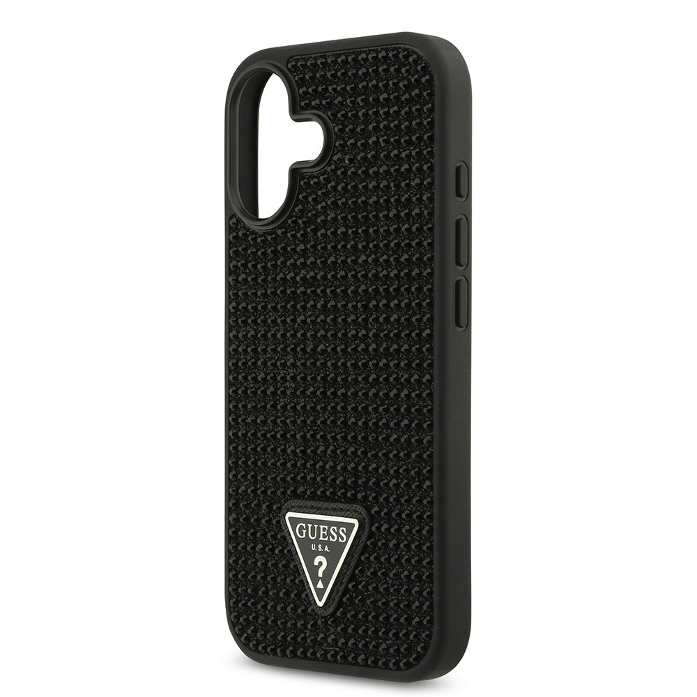 iPhone 17 Kılıf Guess Orijinal Lisanslı Taşlı Arka Yüzey Üçgen Logolu Kılıf