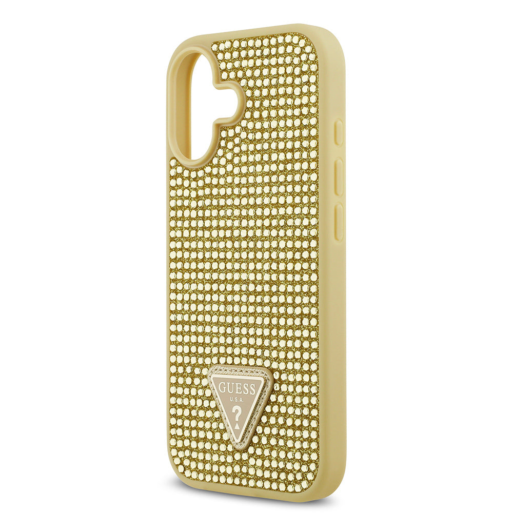 iPhone 17 Kılıf Guess Orijinal Lisanslı Taşlı Arka Yüzey Üçgen Logolu Kılıf