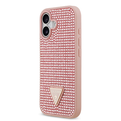 iPhone 17 Kılıf Guess Orijinal Lisanslı Taşlı Arka Yüzey Üçgen Logolu Kılıf