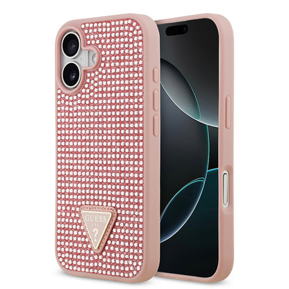 iPhone 17 Kılıf Guess Orijinal Lisanslı Taşlı Arka Yüzey Üçgen Logolu Kılıf
