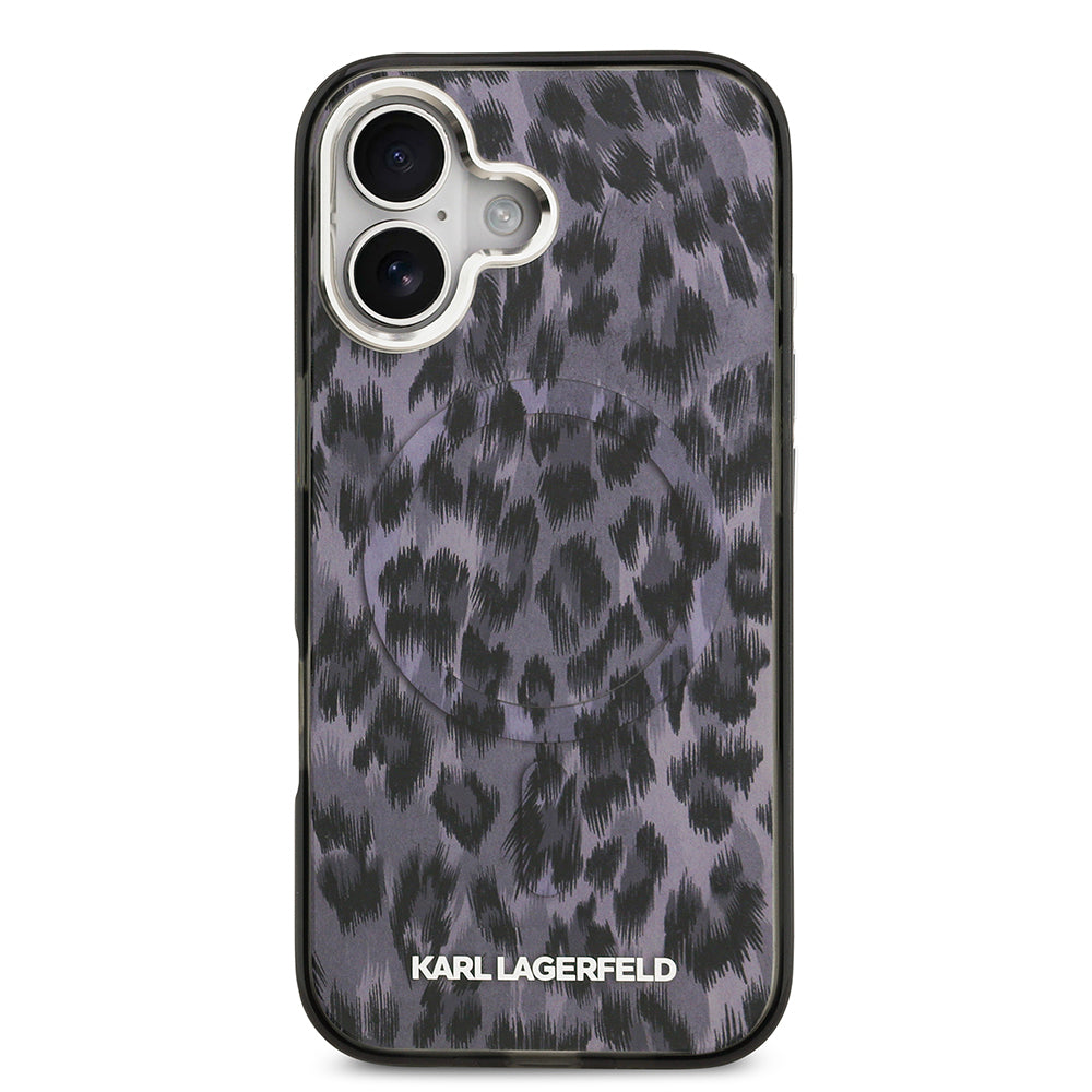 iPhone 17 Kılıf Karl Lagerfeld Orijinal Lisanslı M-safe Şarj Özellikli IML Leopar Baskılı Kılıf