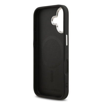 iPhone 17 Kılıf Karl Lagerfeld Orijinal Lisanslı M-safe Şarj Özellikli Metal Kamera ve Buton Tasarımlı Choupette PU Deri Kılıf