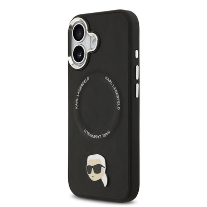 iPhone 17 Kılıf Karl Lagerfeld Orijinal Lisanslı M-safe Şarj Özellikli Metal Kamera ve Buton Tasarımlı Karl PU Deri Kılıf