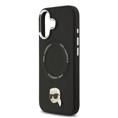 iPhone 17 Kılıf Karl Lagerfeld Orijinal Lisanslı M-safe Şarj Özellikli Metal Kamera ve Buton Tasarımlı Karl PU Deri Kılıf